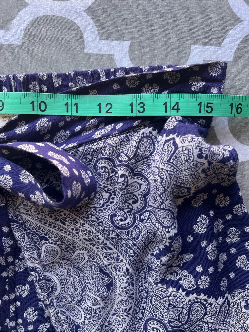 Navy Paisley Bandana Print Wide-Leg Wrap Pants - Picture 7 of 8